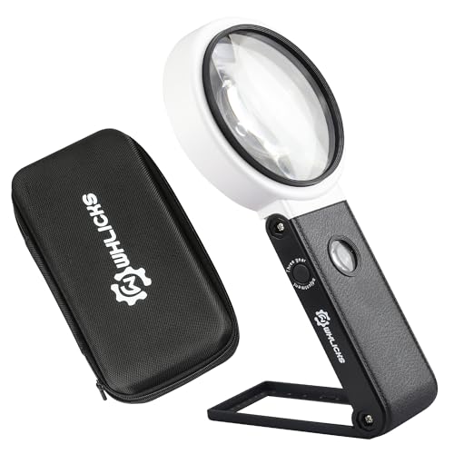 10X 25X Magnifying Glass with Light Stand, 32 LED Foldable Magnifier