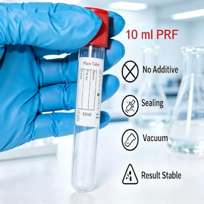 200 Pcs 10ml Plain Plastic Sample Tubes with Red Cap for Lab Use - color: red-10ml-200