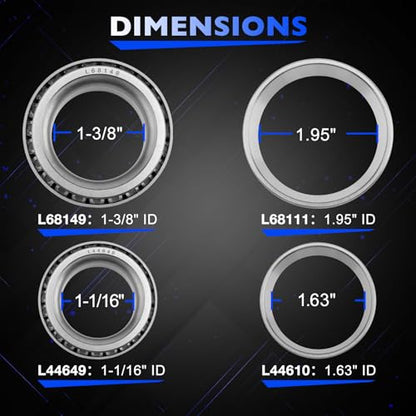 Trailer Axle Bearings L68149 Kit for 3500lb 1-1/16''*1-3/8''Axle-4 Sets - size: 4 sets