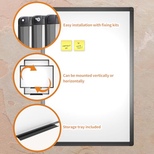 VIZ-PRO Magnetic Dry Erase Board, 18 x 12 Inches, Black Aluminium Frame - size: 18"W x 12"H