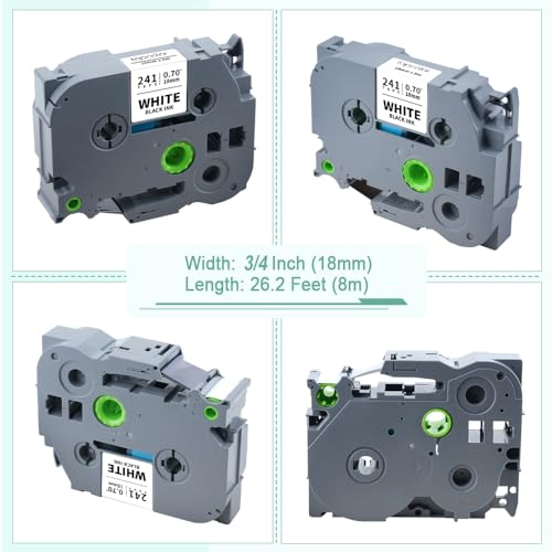 6-Pack Tze 18mm 0.7" Laminated Tape Compatible for Brother 18mm Label Color - color: Black on Clear/White/Red/Blue/Yellow/Green, size: 0.7 inch (18mm)
