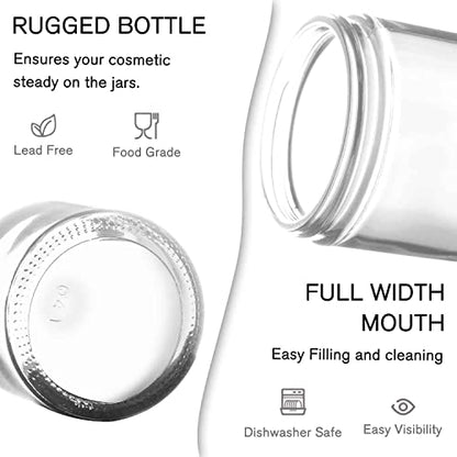 4 oz Glass Jars with Lids, 2 Pack Small White Glass Jars with Black Lids - color: Clear-Black lids