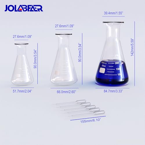 JOLABEAR Lab Glass Beakers, Cylinders and Flasks Set, 15pcs