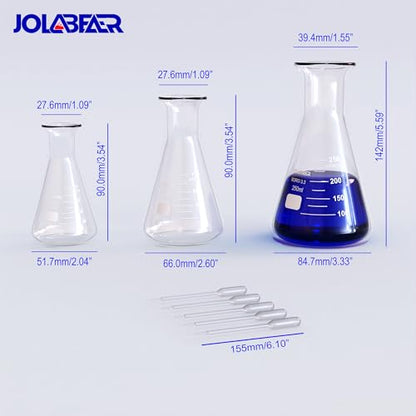 JOLABEAR Lab Glass Beakers, Cylinders and Flasks Set, 15pcs