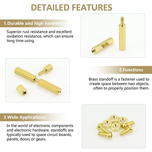 240 Pieces M2.5 Male Female Hex Brass Standoffs Spacers Screws Nuts Kit, Kindroufly Brass Standoffs Assortment Kit for PCB Motherboard - size: M2.5 Brass Standoffs