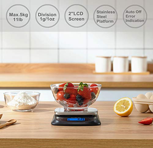 NUTRI FIT Kitchen Scales Digital Food Scale Cooking in Grams & Ounces Black - color: Black