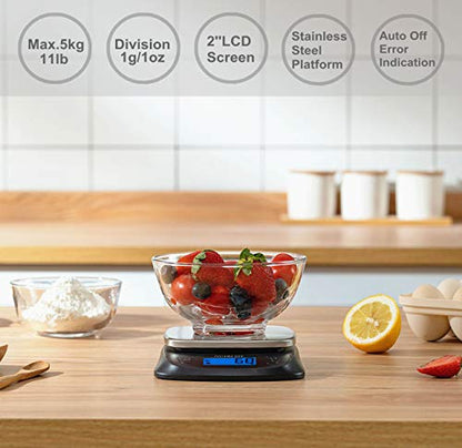 NUTRI FIT Kitchen Scales Digital Food Scale Cooking in Grams & Ounces Black - color: Black