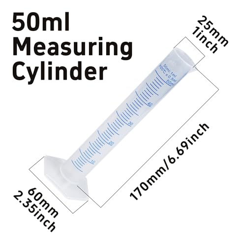 3PCS 50ml Measuring Cylinder, Plastic Transparent Graduated Cylinder, Science Test Tube Flask, 2-Sided Bule Measuring Lines Graduated Cylinder Beaker - size: 50ml