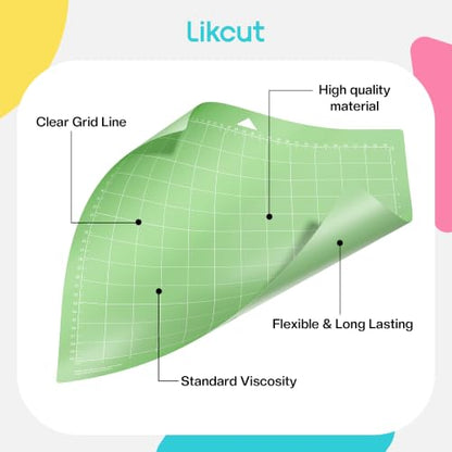 Likcut Cutting Mat 12"x12" for S31 Vinyl Cutter Machine - Standard Adhesive Mat Compatible with Cricut Maker, 3 Pack - color: Green, size: 12"L x 12"W Standard Adhesive