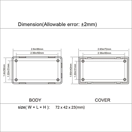 LeMotech Project Box 10 Pieces ABS Plastic Electrical Project Case Small Junction Box for Electronics Black 2.8 x 1.7 x 0.9 inch (72x 42x 23 mm) - size: 2.8" x 1.7" x 0.9"(10pc)