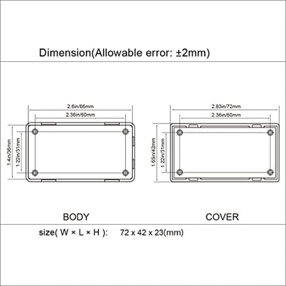 LeMotech Project Box 10 Pieces ABS Plastic Electrical Project Case Small Junction Box for Electronics Black 2.8 x 1.7 x 0.9 inch (72x 42x 23 mm) - size: 2.8" x 1.7" x 0.9"(10pc)