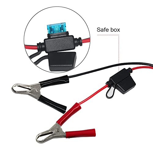 SPARKING 10FT 12V Battery Alligator Clip to SAE 2Pin Quick Disconnect Cable SAE to Battery Clamp-On Cable 15A Fuse (10FT) - size: 10FT