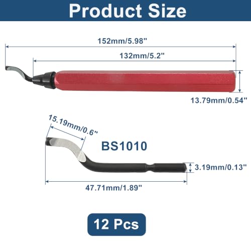 Deburring Tool with 12-Pcs BS1010 HSS Swivel Blades, Red Handle - color: Red