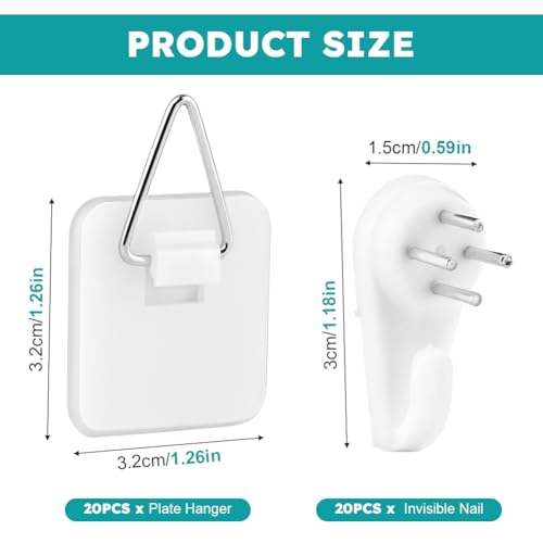 20 Pack Adhesive Plate Hangers Invisible Vertical Wall Art Display Holder