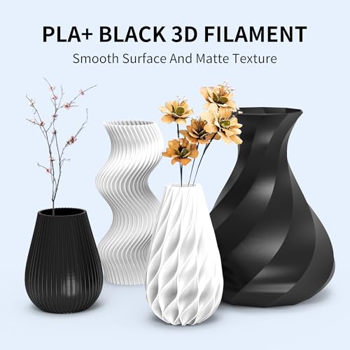 RAMBERY 4KG PLA+ 3D Printer Filament 1.75mm, Toughness Upgraded, 3D Printing Filament Fit Most FDM Printers, PLA Plus Black X 4 Spools - color: Pla+ Black, size: 4KG