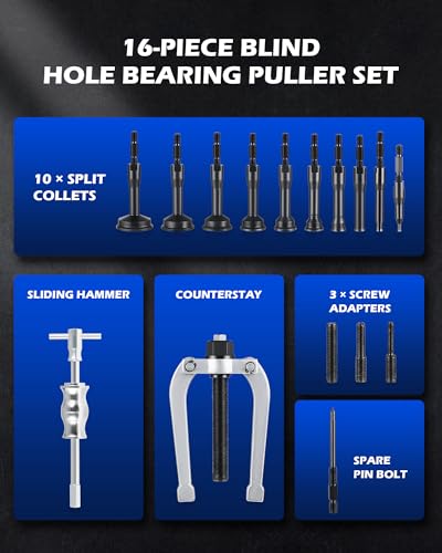 OMT Blind Hole Collet Bearing Race and Seal Puller Extractor Kit - color: Red Case, size: 16pc Bearing Puller Kit