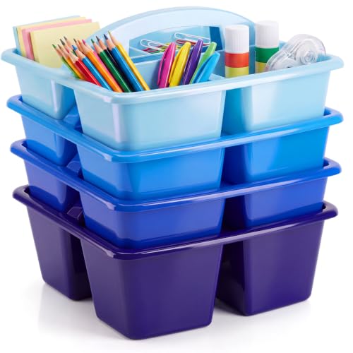 Kathfly 4 Pack Classroom Caddy Organizer with Handle Bulk, Blue - color: Blue
