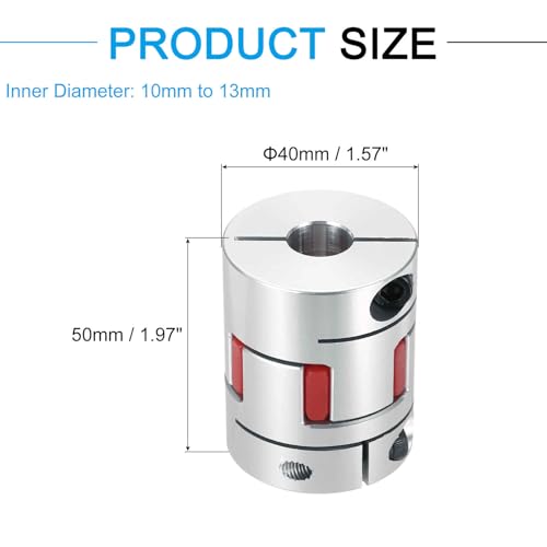 MECCANIXITY Aluminum Shaft Coupling 10mm to 13mm Flexible Spider Coupling L50mm x D40mm Coupler Jaw Spider Shaft Joint Connector for 3D Printers DIY Encoder CNC Router Milling Machine - size: D40mm Fit 10mm to 13mm