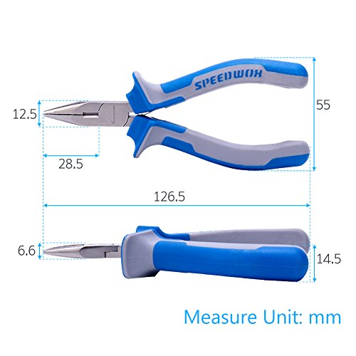 SPEEDWOX Long Nose Pliers Wire Cutters 5 Inches Micro Side Cutting with Spring Fine Pliers Precision Small Jewelry Making Tool Serrated Jaws Professional Handle Craft Chrome Vanadium Steel - style: 5" Long Nose Plier
