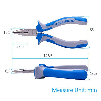 SPEEDWOX Long Nose Pliers Wire Cutters 5 Inches Micro Side Cutting with Spring Fine Pliers Precision Small Jewelry Making Tool Serrated Jaws Professional Handle Craft Chrome Vanadium Steel - style: 5" Long Nose Plier