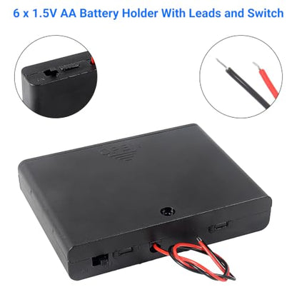5pcs 6 x AA 9V Battery Holder Case Box with ON/Off Switch and Leads Wire Cover