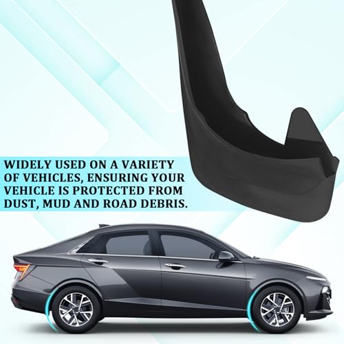 Mud Flaps Splash Guard, Front and Rear Tire Protector No Drilling Large Mud Guards Fenders Universal for Cars Trucks SUVs All Weather Wheel Mudgflaps Automotive Exterior Accessories (Set of 2)