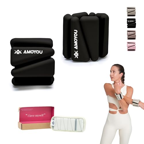 Wrist & Ankle Weights for Women – 2 lb Total, 1 lb Each | Weighted Bangles - color: Black