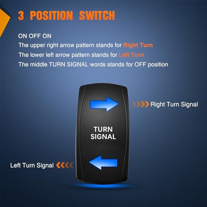 Nilight Turn Signal Switch with Flasher Relay Kit 4PIN ON Off ON Rocker Switch w/Blue LED Laser Etched SPDT Toggle Switches 12V 20A 24V 10A Jumper Wires for ATV UTV Tractor Motorcycle - size: TURN SIGNAL BLUE W/FLASHER