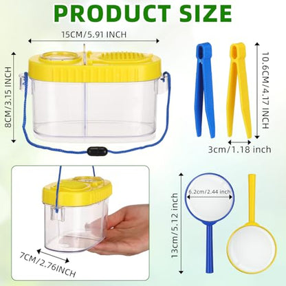 Halloscume 8 Pack Bug Catcher Kit Kids Magnifying Glass Toy, Yellow, Blue - color: Yellow, Blue