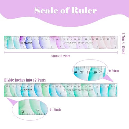 BAYTORY 6Pcs Flexible Plastic Ruler 30 cm/12 Inch, Transparent Rulers - size: 30 cm / 12 Inch