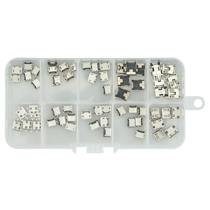 60Pcs 10 Types Micro USB Port Female Sockets Connector Kit