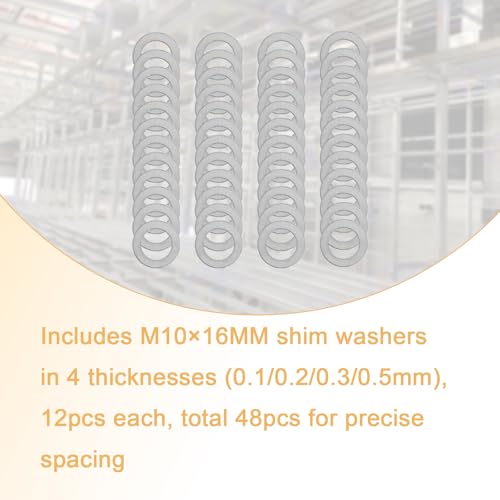 M10x16mm 304 Stainless Steel Shim Washers, Precision Thin Spacers - size: M10X16