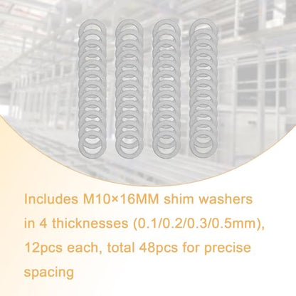 M10x16mm 304 Stainless Steel Shim Washers, Precision Thin Spacers - size: M10X16