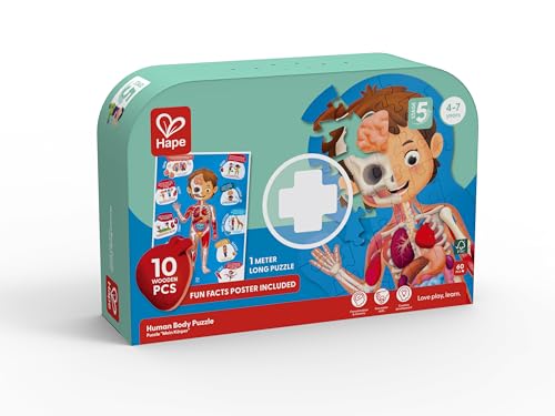 Hape Human Body Puzzle | 60 Oversized Pieces Educational Anatomy Jigsaw, Wooden Organs, for Children 4+ Years