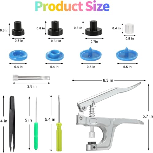 LIHAO Snap Button Kit with Pliers, 375 T5 Plastic Snaps, 24 Colors