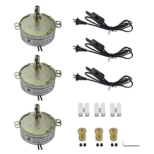 CHANCS 3PCS Turntable Synchronous Moto110V TYC-50 2.5-3RPM rElectric Motor with 7mm Flexible Coupling Connector Cup Turners for Tumbler Power Cord Switch Plug TYZ49 - size: 3PCS, style: Motor+Coupling+Clamp+Wire