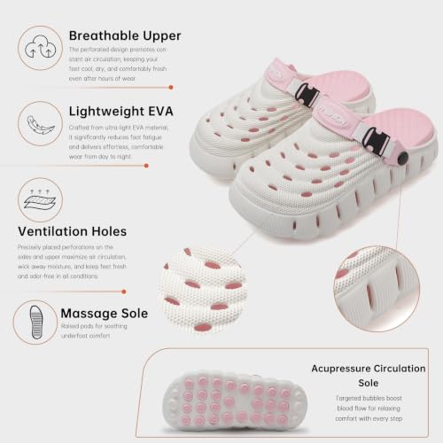 Men's Women's Cloud Clogs, EVA Thick Platform Slip On Non Slip Garden Shoes - color: Pink, size: 9.5-10.5 Women/8.5-9.5 Men