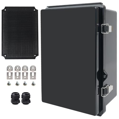 Waterproof Electrical Box Junction Box Weatherproof IP67 ABS Plastic Enclosure Switch Router Project Box Electronics DIY Enclosure with Mounting Plate and Wall Bracket Black 11.2"x 7.5"x5.5" - color: Black, size: 11.2"x 7.5"x5.5"
