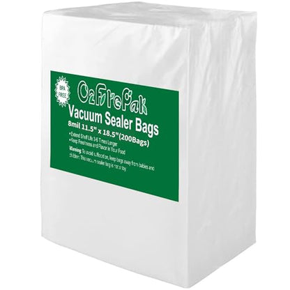 O2frepak Large Gallon 8mil 11.5"x18.5"Vacuum Sealer Bags 100ct Food Storage - size: 11.5" x 18.5" Large Gallon Size