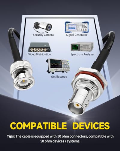 Superbat 50 ohm RG58 BNC Male to Female Coax Cable 6FT 2-Pack for CCTV - size: 6ft
