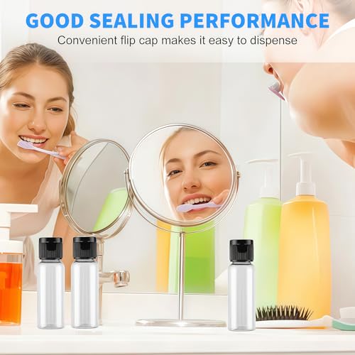 30PCS 15ml 0.51oz Empty Reusable Clear Plastic Sample Bottle With Black Flip Cap Travel Vial Jar Pot Container For Cosmetic Case Emollient Water Liquid Shower Gel Face Cream Emulsion Hand Lotion