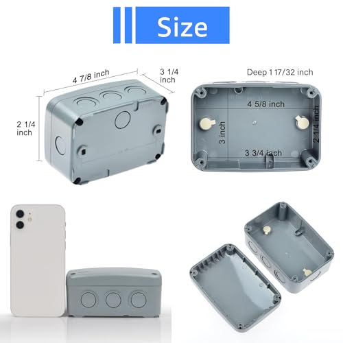 Outdoor Junction Box IP66 Waterproof, Weatherproof Electrical Box 4.9x3.3 - color: Gray, size: 4.87x3.25x2.25"