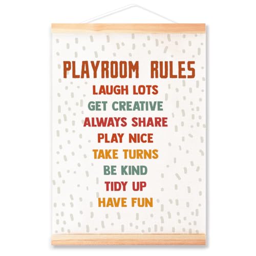 Ybqhd Playroom Rules Poster Hanger Frame,Playroom Wall Decor - color: Playroom Rules