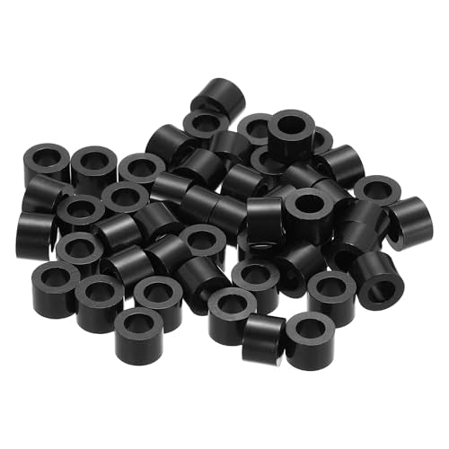 PATIKIL 50Pcs ABS Spacers 4mm ID, 7mm OD, 5mm Height Plastic Round Stud Spacer Black Nylon Washers Nut Unthreaded Rubber for M4 Screws Bolts Barrel - size: 4mm ID, 7mm OD, 5mm Height