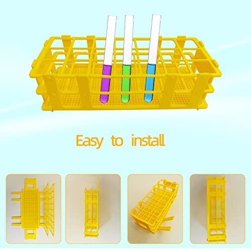 3 Packs Plastic Test Tube Rack, 21 Holes Lab Test Tube Rack Holder for 30mm Test Tubes,Yellow, Detachable (Yellow21)