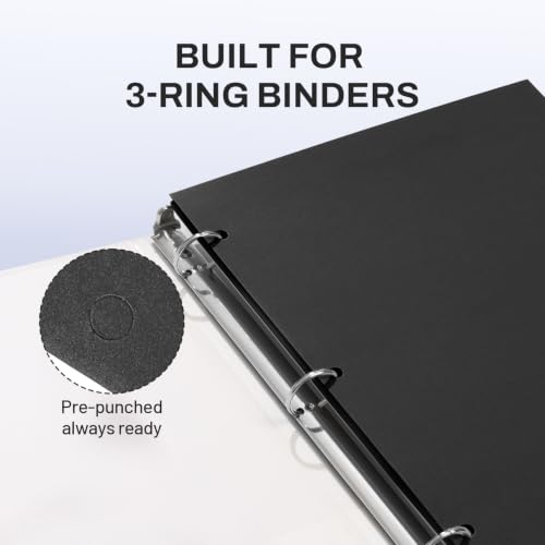 SUNEE Folders with Pockets 3 Hole Punched(50 Pack, Black), 2 Pocket Folders Fit Letter Size Paper, Paper File Folder for School Office Home Business - color: Black