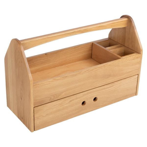 Kings County Tools Wood Tool Box with Handle and Drawer, 22”