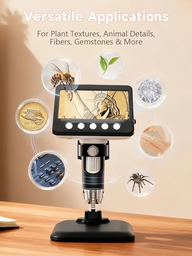 Coin Microscope, 4.3" LCD USB Digital 1000X 1080P Coin Magnifier - color: Black
