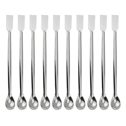10PCS 2 in 1 Stainless Steel Laboratory Spoon 7.6 Inch Silver Sampling Scoop Bartending Utensils Suitable for Bars Schools Homes Laboratories Gatherings