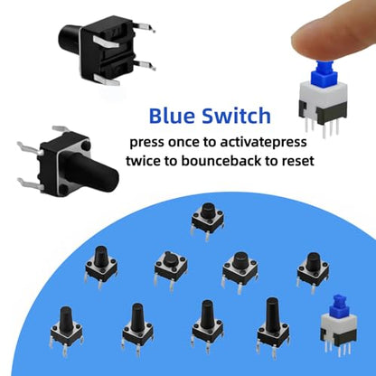 228PCS 10 Values 6x6mm & 7x7mm Tactile Push Button Switch Assortment Kit 4 Pins Micro Momentary Tact Pushbutton Switches Set - style: 228 PCS 10 Values